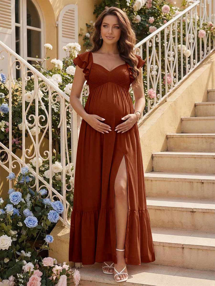 A-Line/Princess Sweetheart Ankle-Length Maternity Bridesmaid Dresses With Ruffles &amp;Split Side