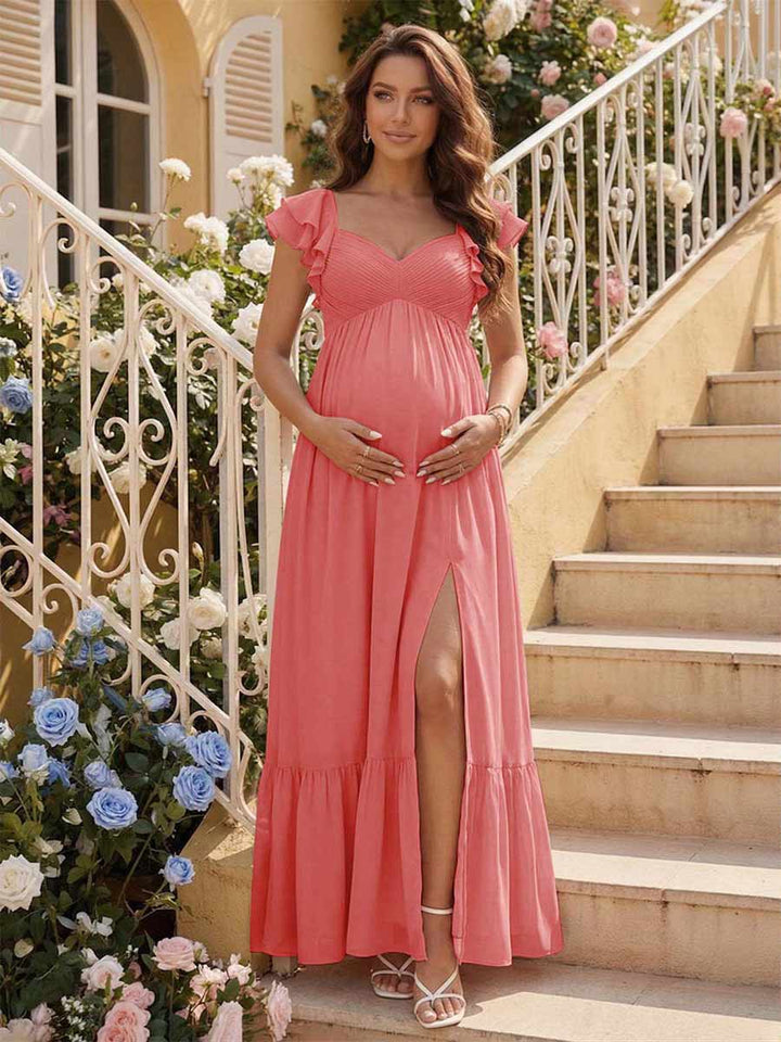 A-Line/Princess Sweetheart Ankle-Length Maternity Bridesmaid Dresses With Ruffles &amp;Split Side