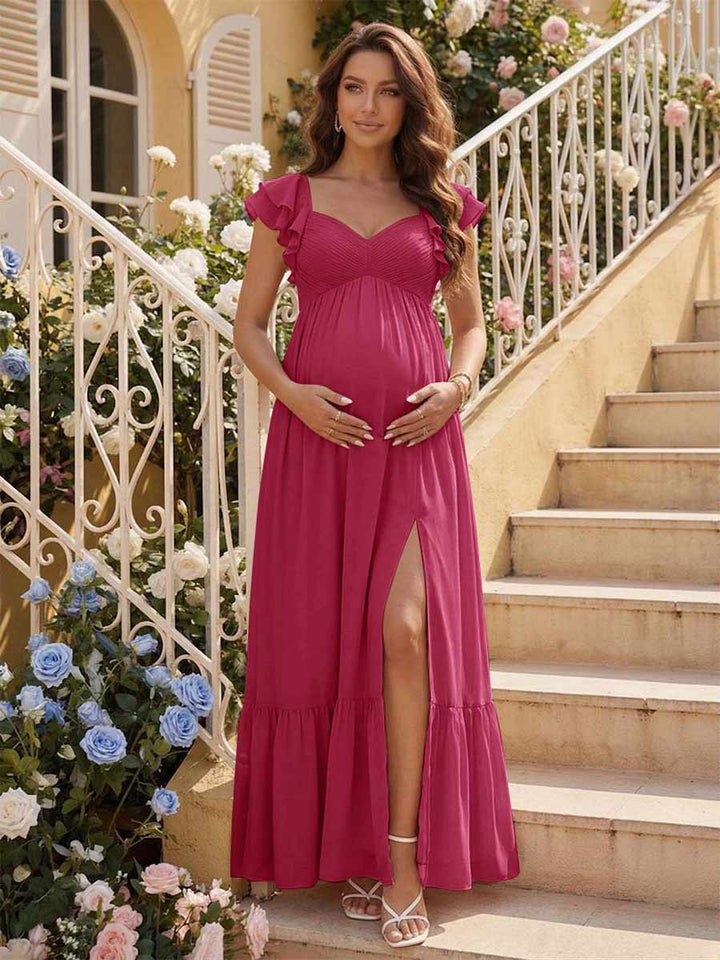 A-Line/Princess Sweetheart Ankle-Length Maternity Bridesmaid Dresses With Ruffles &amp;Split Side