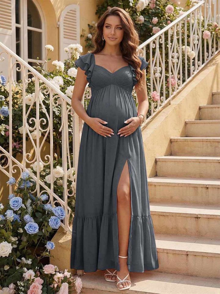 A-Line/Princess Sweetheart Ankle-Length Maternity Bridesmaid Dresses With Ruffles &amp;Split Side
