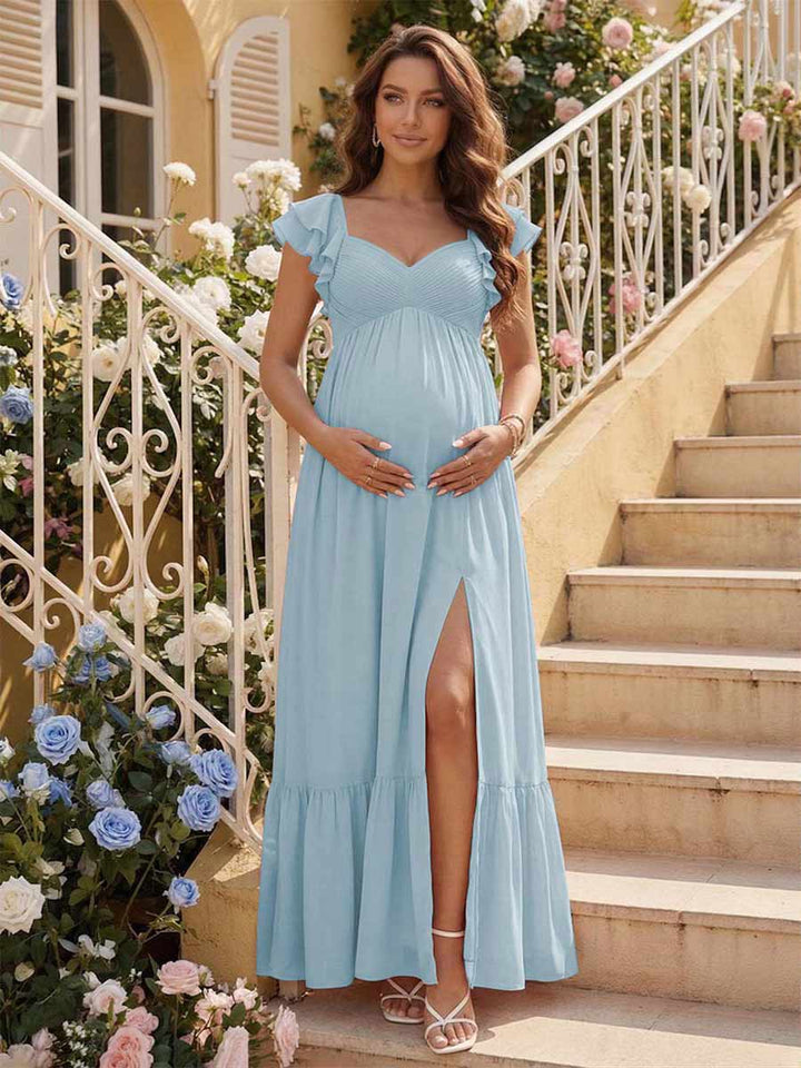 A-Line/Princess Sweetheart Ankle-Length Maternity Bridesmaid Dresses With Ruffles &amp;Split Side