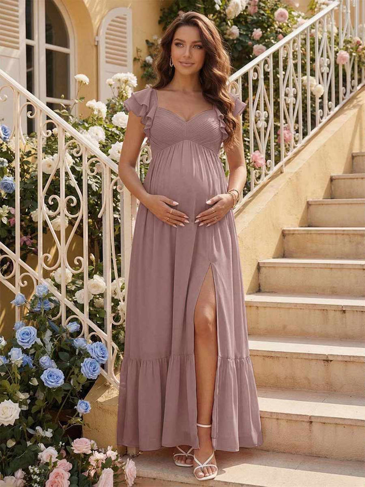 A-Line/Princess Sweetheart Ankle-Length Maternity Bridesmaid Dresses With Ruffles &amp;Split Side