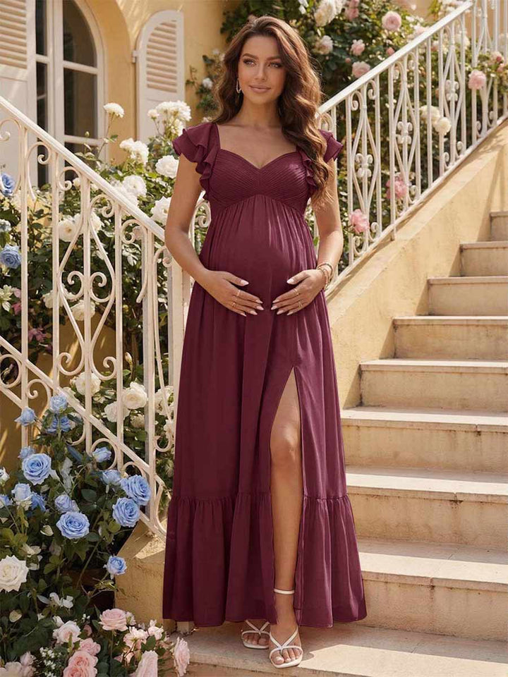 A-Line/Princess Sweetheart Ankle-Length Maternity Bridesmaid Dresses With Ruffles &amp;Split Side