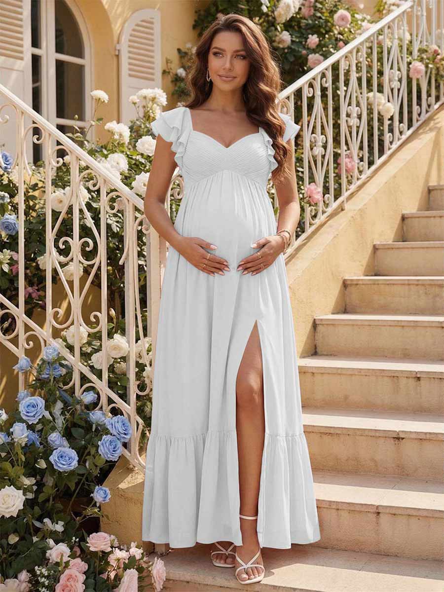 A-Line/Princess Sweetheart Ankle-Length Maternity Bridesmaid Dresses With Ruffles &amp;Split Side