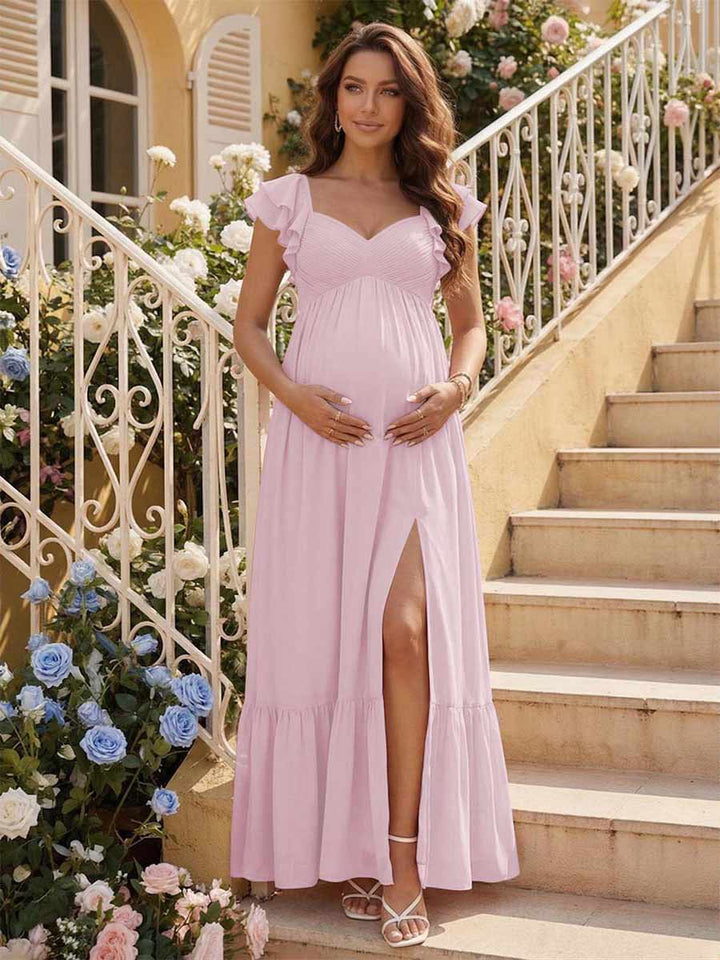 A-Line/Princess Sweetheart Ankle-Length Maternity Bridesmaid Dresses With Ruffles &amp;Split Side
