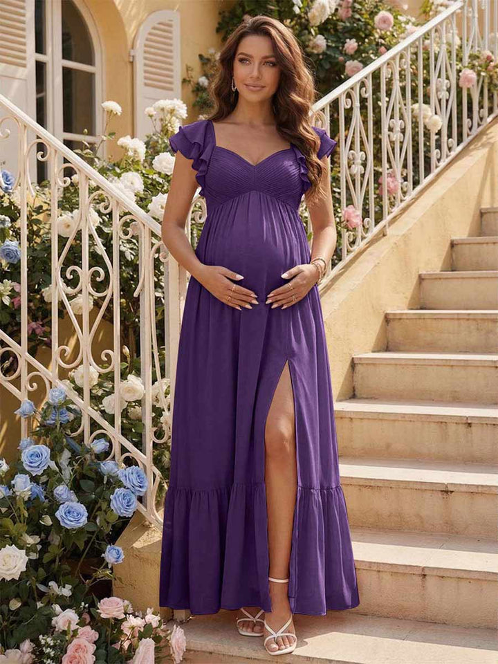 A-Line/Princess Sweetheart Ankle-Length Maternity Bridesmaid Dresses With Ruffles &amp;Split Side