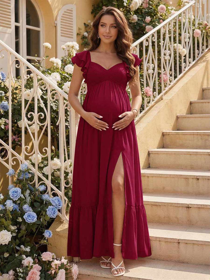 A-Line/Princess Sweetheart Ankle-Length Maternity Bridesmaid Dresses With Ruffles &amp;Split Side