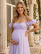 A-Line/Princess Off-the-Shoulder Floor-Length Maternity Wedding Guest Dresses with Pleated & 3D Floral