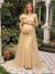 Sheath/Column One-Shoulder Short Sleeves Floor-Length Maternity Wedding Guest Dresses with Ruffles