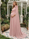 A-Line/Princess One-Shoulder Floor-Length Maternity Wedding Guest Dresses with Pleated & 3D Floral