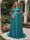 A-Line/Princess One-Shoulder Floor-Length Maternity Wedding Guest Dresses with Pleated & 3D Floral