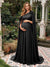 A-Line/Princess One-Shoulder Floor-Length Maternity Wedding Guest Dresses with Pleated & 3D Floral