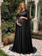 A-Line/Princess One-Shoulder Floor-Length Maternity Wedding Guest Dresses with Pleated & 3D Floral