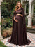 A-Line/Princess One-Shoulder Floor-Length Maternity Wedding Guest Dresses with Pleated & 3D Floral