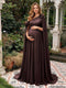 A-Line/Princess One-Shoulder Floor-Length Maternity Wedding Guest Dresses with Pleated & 3D Floral