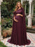 A-Line/Princess One-Shoulder Floor-Length Maternity Wedding Guest Dresses with Pleated & 3D Floral