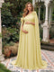 A-Line/Princess One-Shoulder Floor-Length Maternity Wedding Guest Dresses with Pleated & 3D Floral