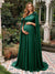 A-Line/Princess One-Shoulder Floor-Length Maternity Wedding Guest Dresses with Pleated & 3D Floral