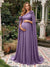 A-Line/Princess One-Shoulder Floor-Length Maternity Wedding Guest Dresses with Pleated & 3D Floral