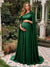 A-Line/Princess One-Shoulder Floor-Length Maternity Wedding Guest Dresses with Pleated & 3D Floral