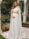 A-Line/Princess One-Shoulder Floor-Length Maternity Wedding Guest Dresses with Pleated & 3D Floral