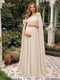 A-Line/Princess One-Shoulder Floor-Length Maternity Wedding Guest Dresses with Pleated & 3D Floral