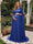 A-Line/Princess One-Shoulder Floor-Length Maternity Wedding Guest Dresses with Pleated & 3D Floral