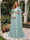 A-Line/Princess One-Shoulder Floor-Length Maternity Wedding Guest Dresses with Pleated & 3D Floral