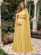 A-Line/Princess One-Shoulder Floor-Length Maternity Wedding Guest Dresses with Pleated & 3D Floral