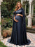 A-Line/Princess One-Shoulder Floor-Length Maternity Wedding Guest Dresses with Pleated & 3D Floral