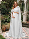 A-Line/Princess One-Shoulder Floor-Length Maternity Wedding Guest Dresses with Pleated & 3D Floral