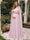 A-Line/Princess One-Shoulder Floor-Length Maternity Wedding Guest Dresses with Pleated & 3D Floral