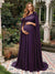 A-Line/Princess One-Shoulder Floor-Length Maternity Wedding Guest Dresses with Pleated & 3D Floral