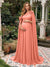 A-Line/Princess One-Shoulder Floor-Length Maternity Wedding Guest Dresses with Pleated & 3D Floral