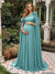A-Line/Princess One-Shoulder Floor-Length Maternity Wedding Guest Dresses with Pleated & 3D Floral