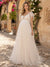 A-Line/Princess V-Neck Flutter Sleeves Court Train Maternity Wedding Dresses With Applique & Lace
