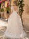 A-Line/Princess V-Neck Flutter Sleeves Court Train Maternity Wedding Dresses With Applique & Lace