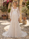 A-Line/Princess Square Neck Long Sleeves Court Train Maternity Wedding Dresses With Applique & Lace
