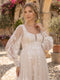 A-Line/Princess Square Neck Long Sleeves Court Train Maternity Wedding Dresses With Applique & Lace