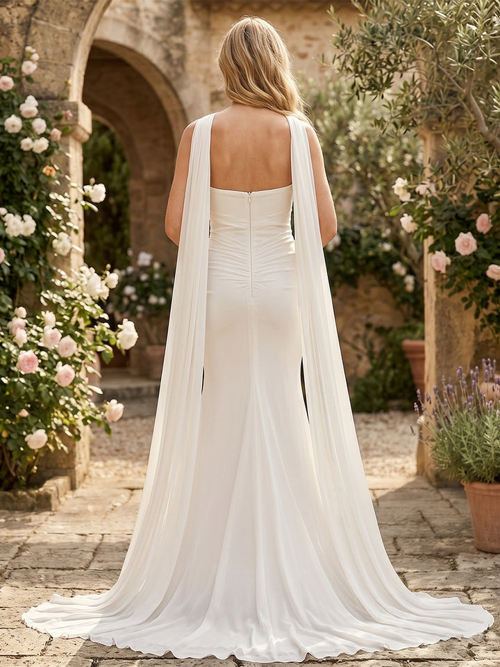 Trumpet/Mermaid  Strapless Sleeveless Floor-Length Maternity Wedding Dresses With Ruched