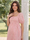 A-Line/Princess Square Neck Short Sleeves Knee-Length Maternity Wedding Guest Dresses With Floral Print