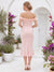 Trumpet/Mermaid Sleeveless Off the Shoulder Tea-Length Maternity Wedding Guest Dresses With 3D Floral