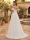 A-Line/Princess  Off the Shoulder Sleeveless Sweep train Maternity Wedding Dresses With 3D Floral