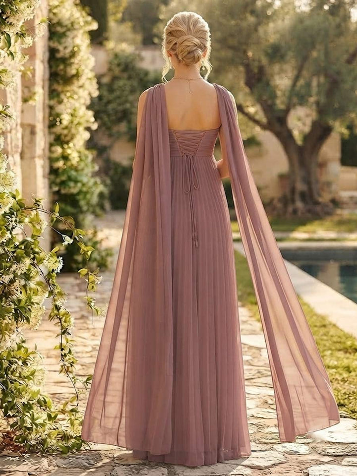 A-Line/Princess Strapless Sleeveless Long Maternity Bridesmaid Dresses with Pleats &amp; Scarf