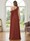 A-Line/Princess One Shoulder Asymmetrical Floor-Length Maternity Bridesmaid Dresses With Ruffles