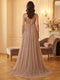A-Line/Princess V-Neck Sleeveless Floor-Length Wedding Guest Dresses With Sequins