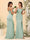 Sheath/Column Spaghetti Straps Long Formal Dresses with Split Side & Ruched