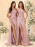 Sheath/Column Off-the-Shoulder Long Formal Dresses with Split Side & Ruched