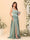 A-Line/Princess V-Neck Sleeveless Long Bridesmaid Dresses with Side Slit & Pleats