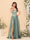 A-Line/Princess V-Neck Sleeveless Long Bridesmaid Dresses with Side Slit & Pleats